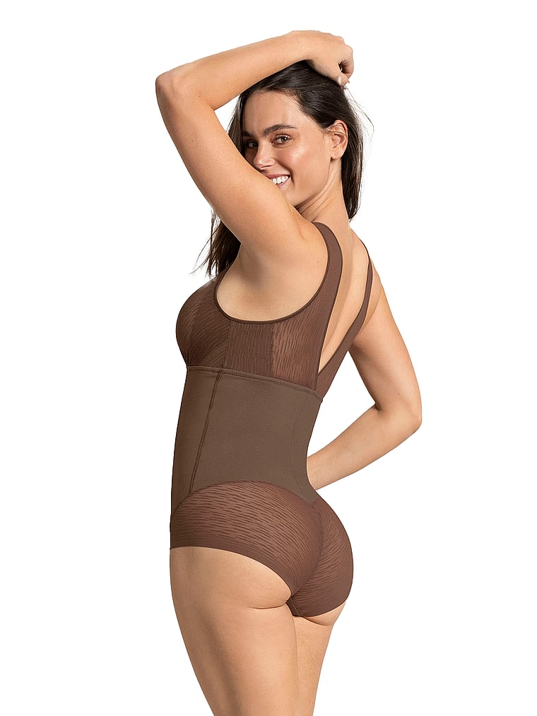 Sheer Stripe Detail Sculpting Bodysuit