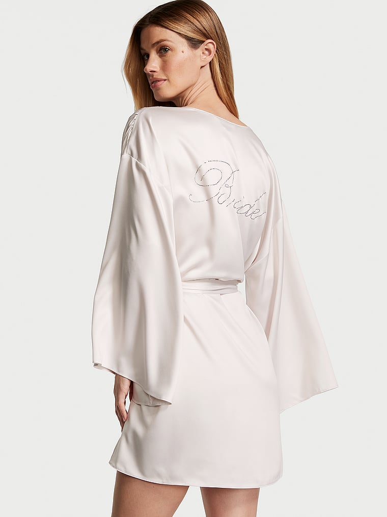 Bride Embellished Satin Short Robe