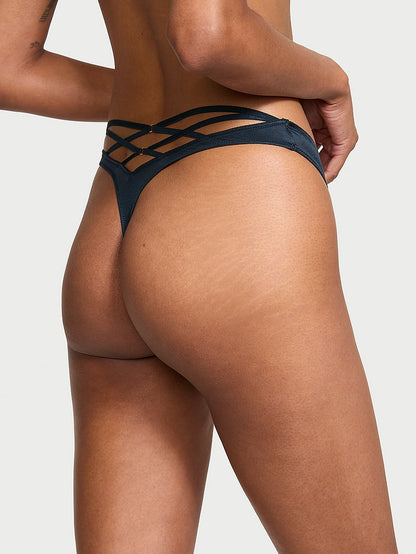 Smooth Strappy-Back High-Leg Thong Panty