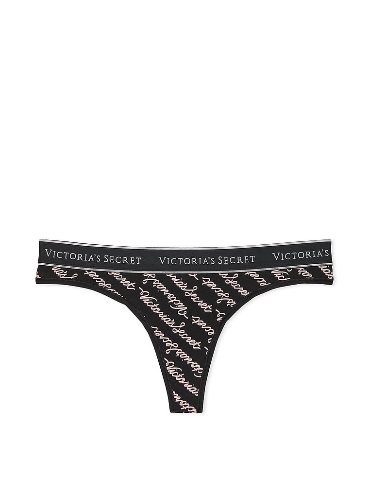 Logo Cotton Thong Panty