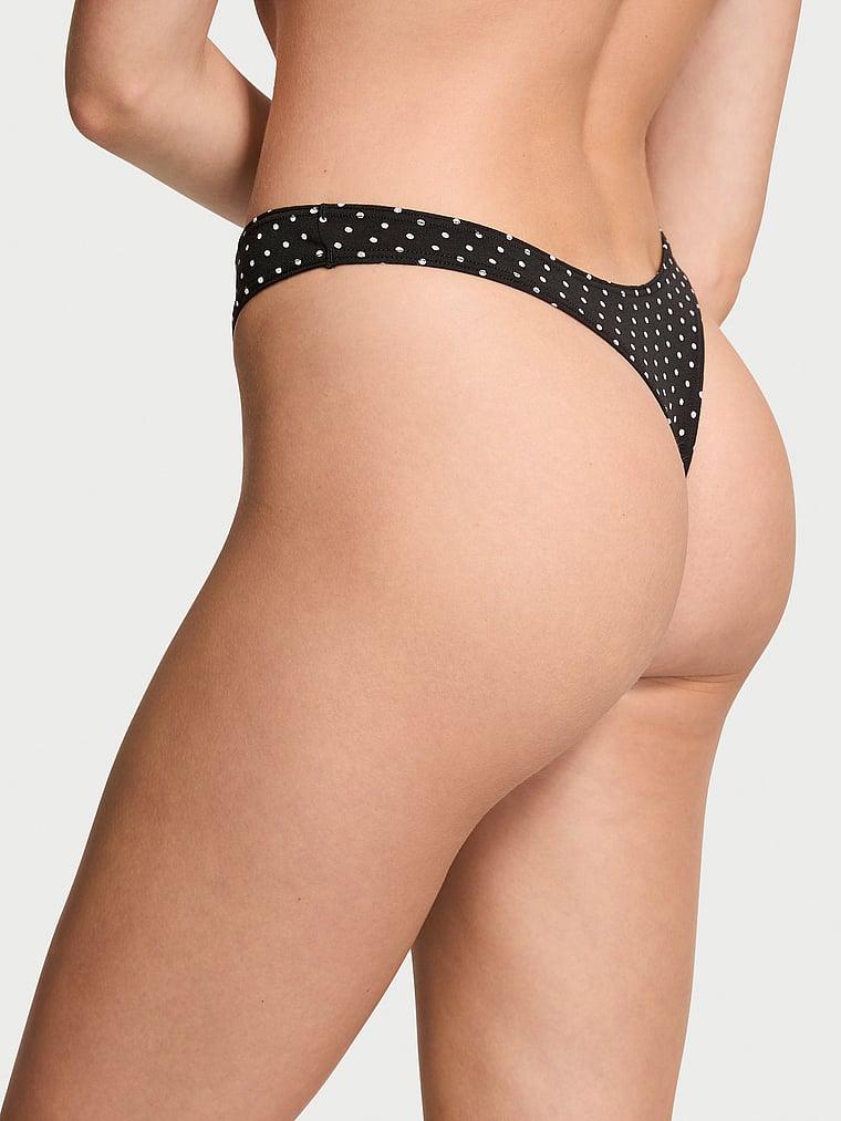 Stretch Cotton High-Leg Scoop Thong Panty