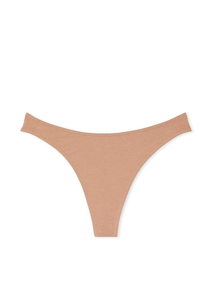 Stretch Cotton High-Leg Scoop Thong Panty