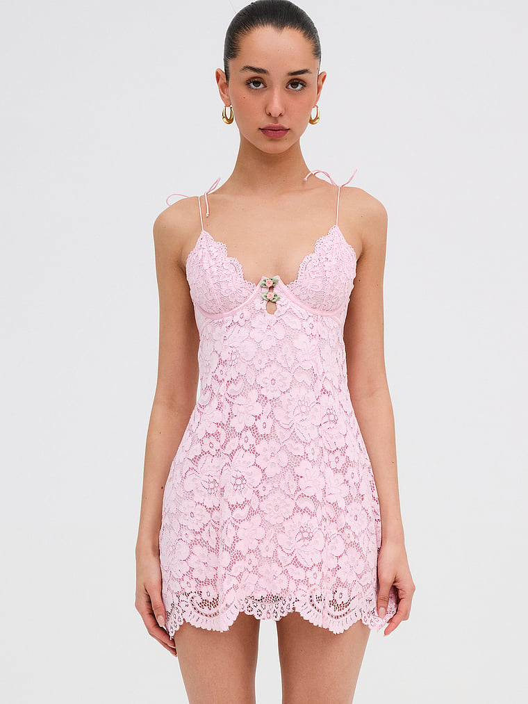 Creamsicle Lace Slip Dress