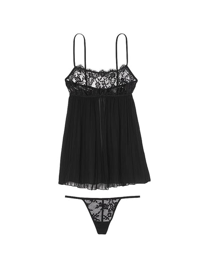 Victoria's Secret Dream Lace Pleated Babydoll Set