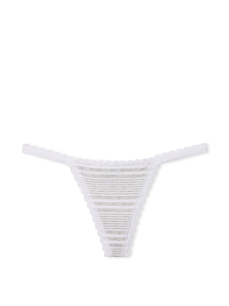 Lace-Trim Cotton V-String Panty