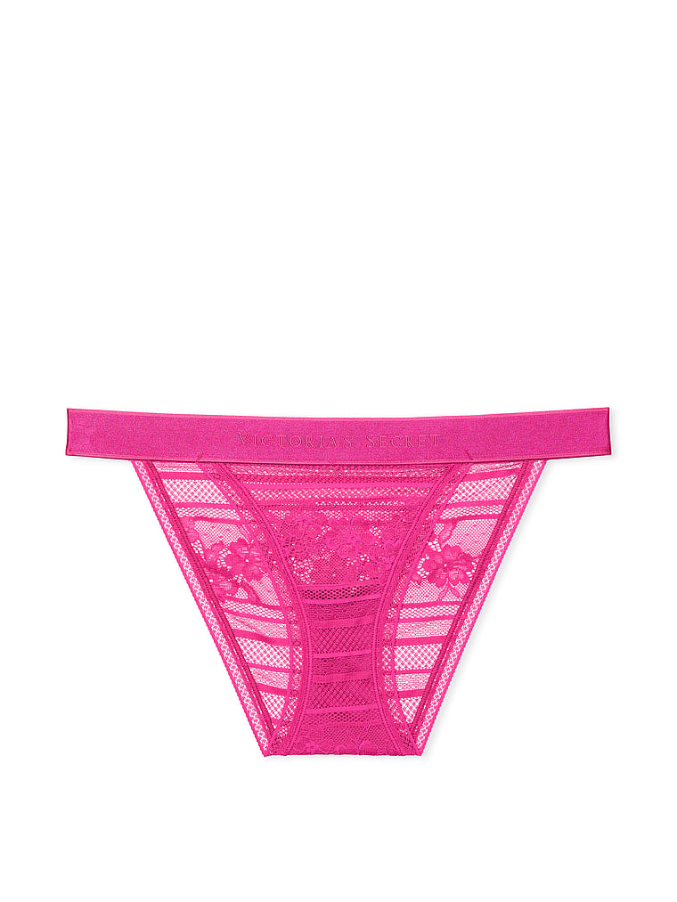 Logo Flocked Hearts Tanga Panty