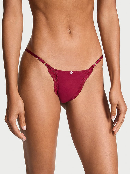 Lace-Trim Adjustable String Bikini Panty