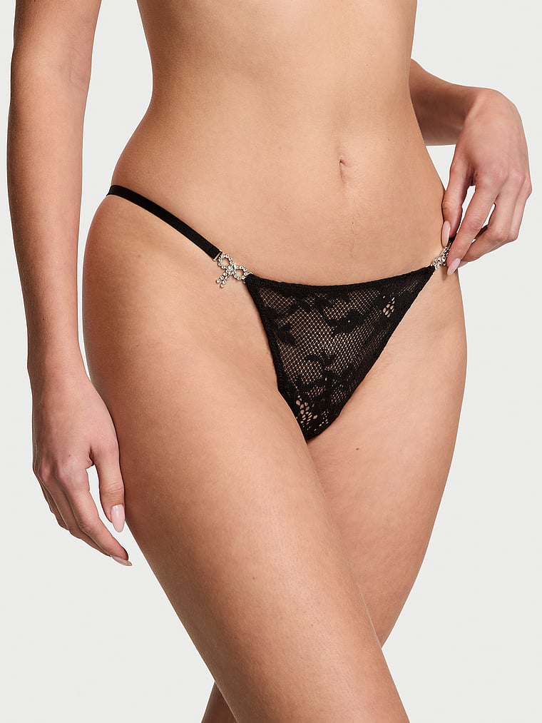 Twinkle Bow Lace Thong Panty