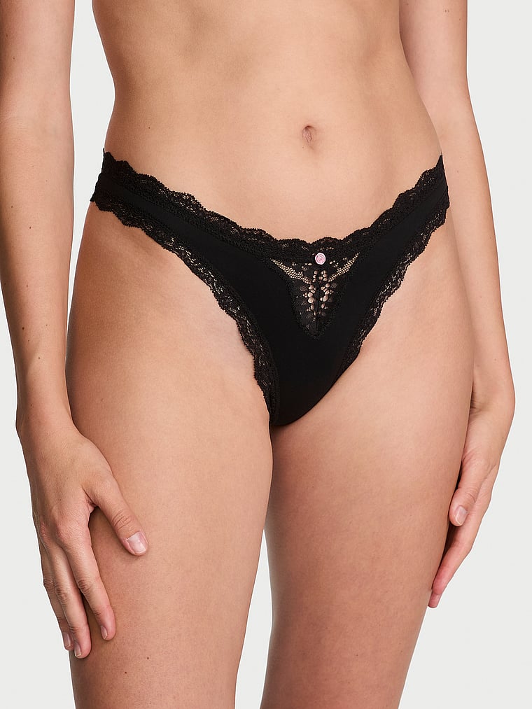 Lace-Trim Thong Panty