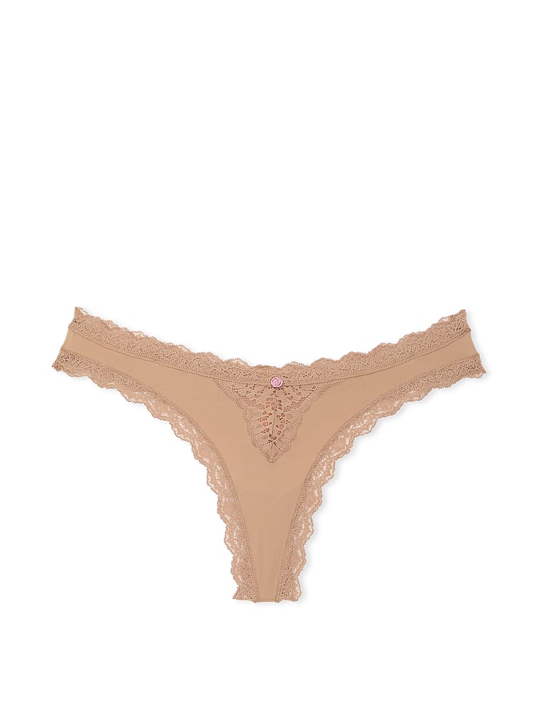 Lace-Trim Thong Panty