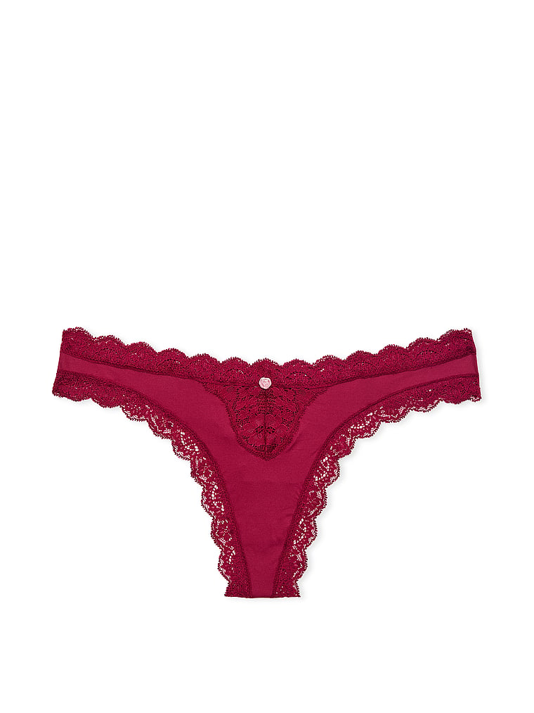 Lace-Trim Thong Panty