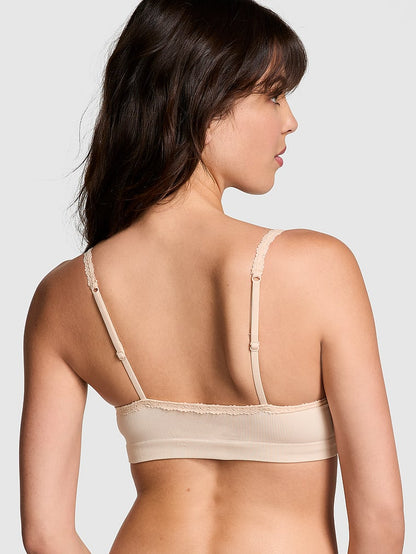 Seamless Push-Up Wireless Ribbed Lace Trim