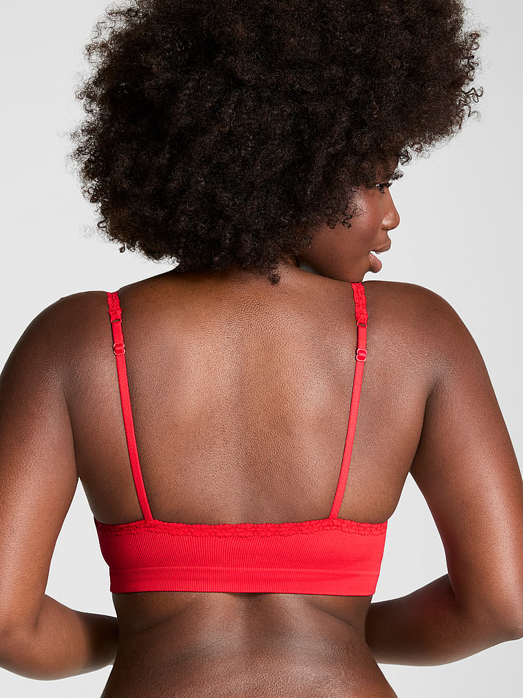 Seamless Push-Up Wireless Ribbed Lace Trim