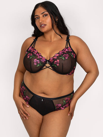 Lush Embroidery Unlined Full Coverage Balconette Bra