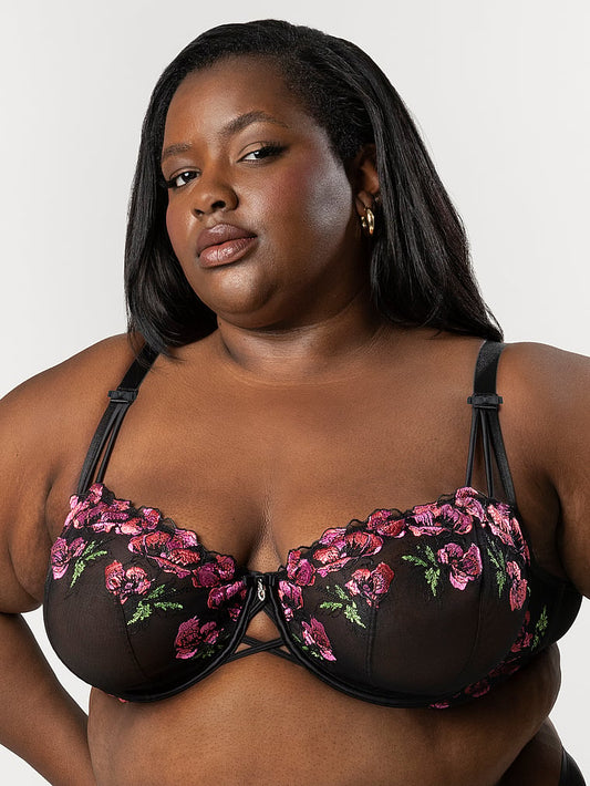 Lush Embroidery Unlined Full Coverage Balconette Bra