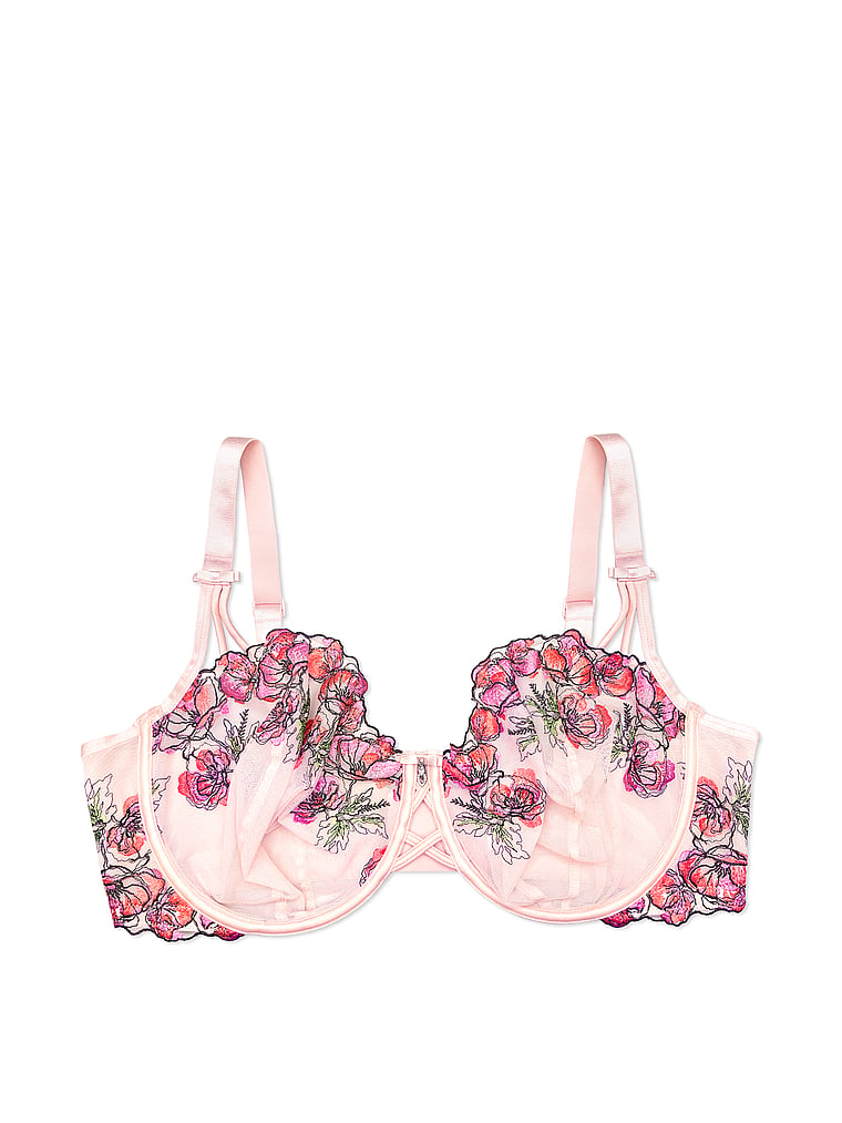 Lush Embroidery Unlined Full Coverage Balconette Bra