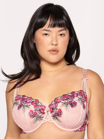 Lush Embroidery Unlined Full Coverage Balconette Bra