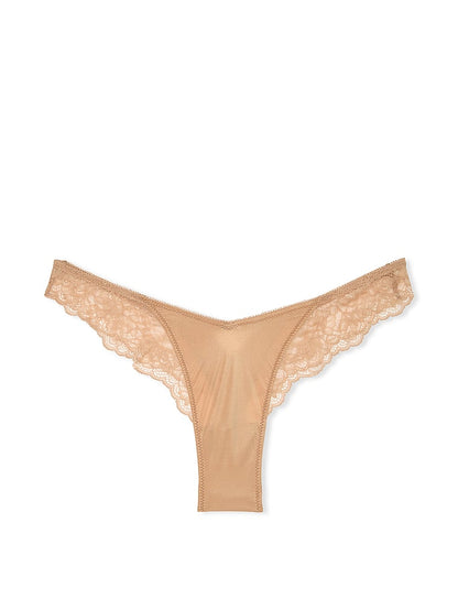 Rose Lace-Trim High-Leg Thong Panty