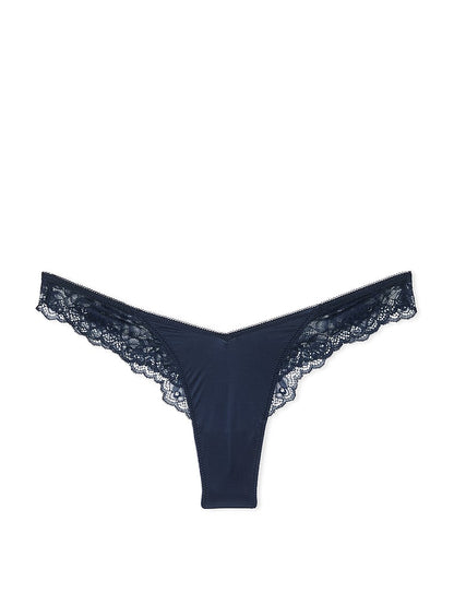 Rose Lace-Trim High-Leg Thong Panty