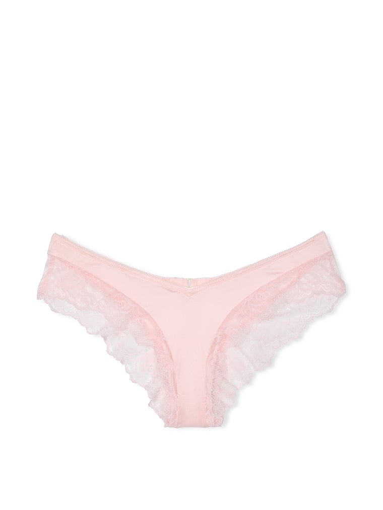 Rose Lace-Trim High-Leg Cheeky Panty