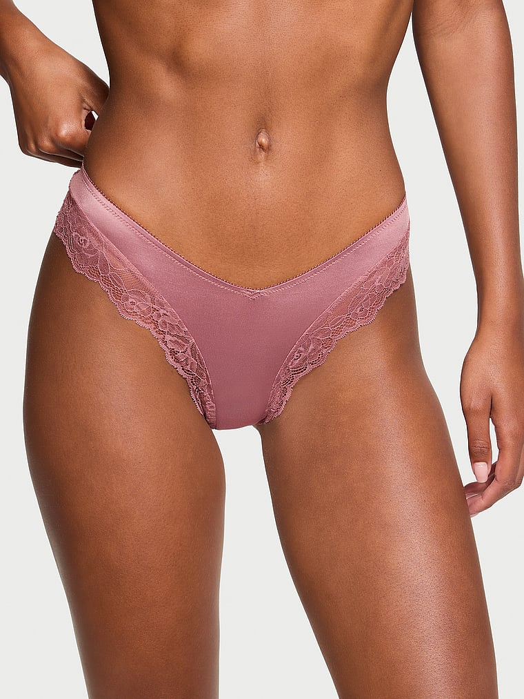 Rose Lace-Trim High-Leg Cheeky Panty