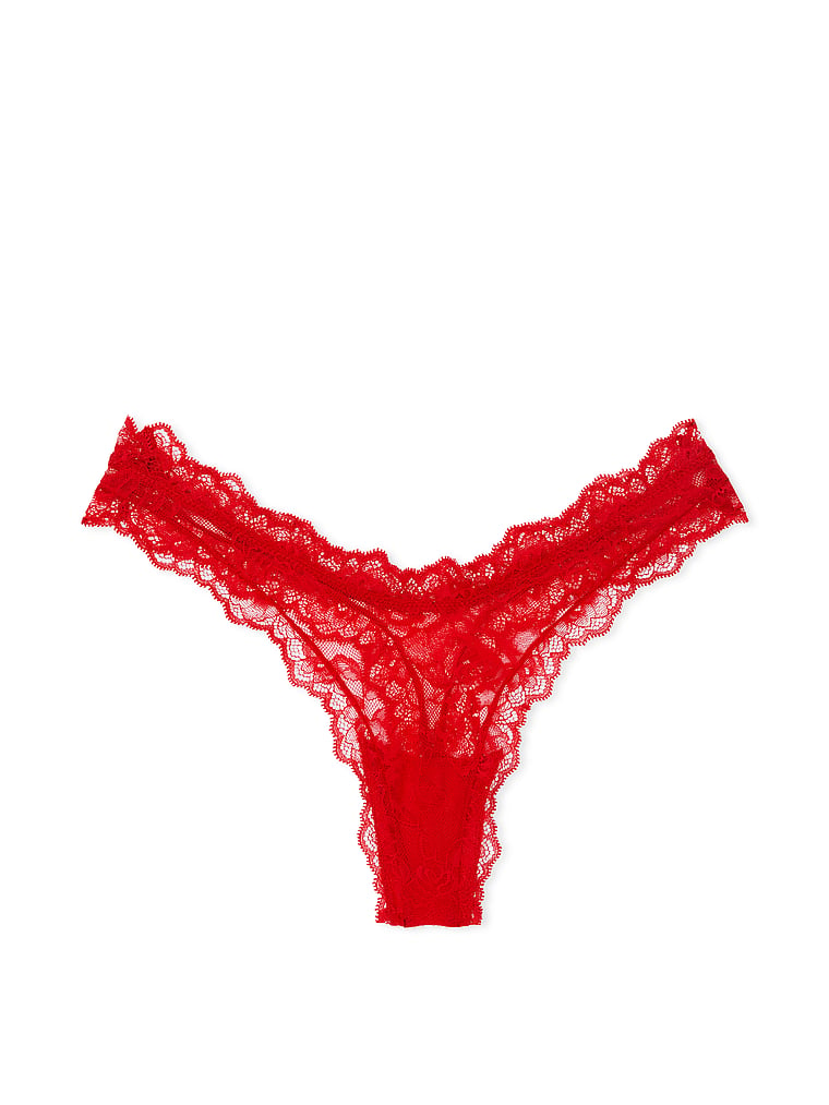 Rose Lace High-Leg Crotchless Thong Panty