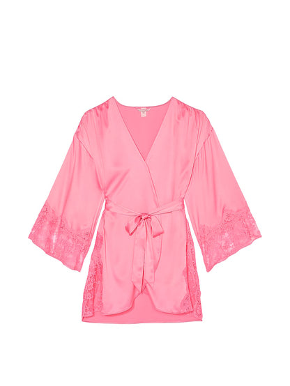 Victoria's Secret Victoria's Secret Dream Satin & Lace Trim Robe