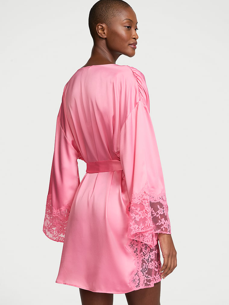 Victoria's Secret Victoria's Secret Dream Satin & Lace Trim Robe