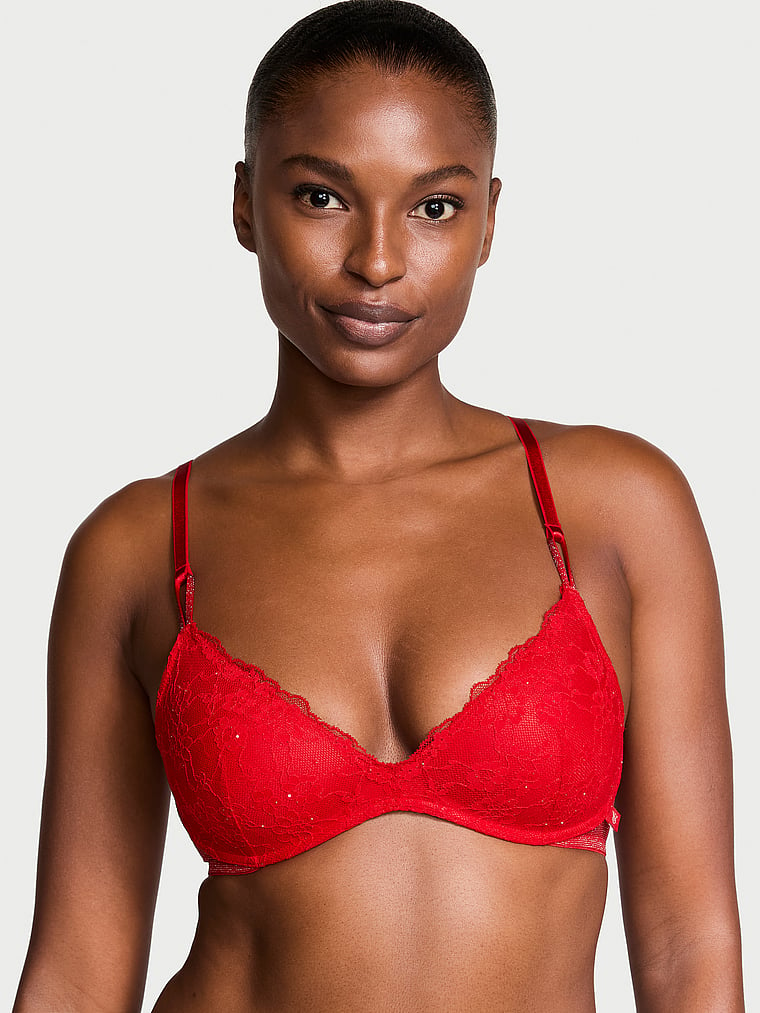 Sexy Tee Sequin Posey Lace Wireless Push-Up Bra