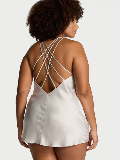 Scattered Shine Strap Satin Strappy-Back Slip