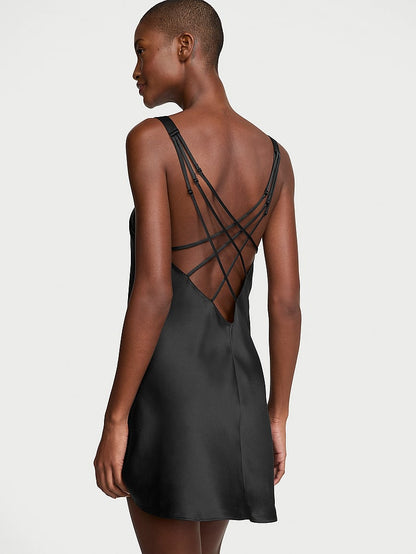 Scattered Shine Strap Satin Strappy-Back Slip