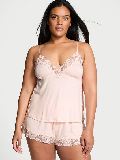 Ribbed Modal & Lace Cami Shorts Set