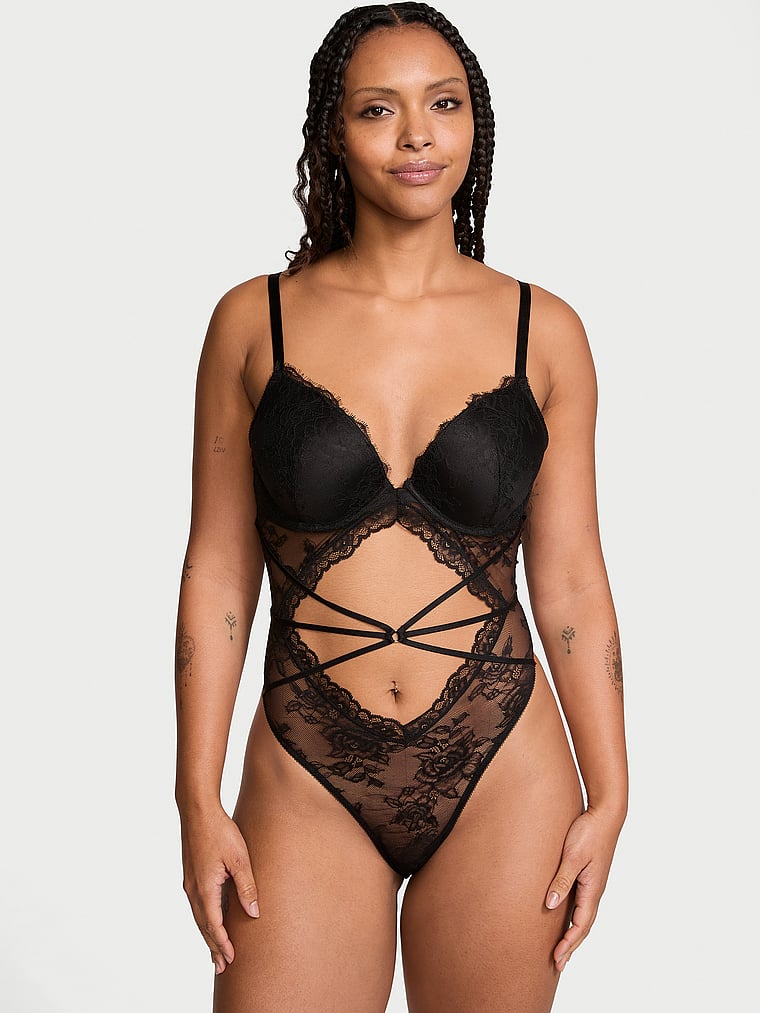 Rose Lace Strappy Teddy