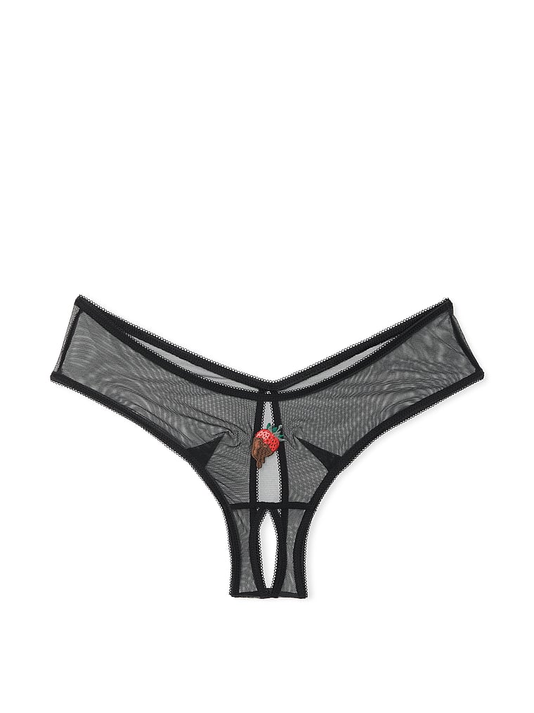 Mesh High-Leg Crotchless Cheeky Panty