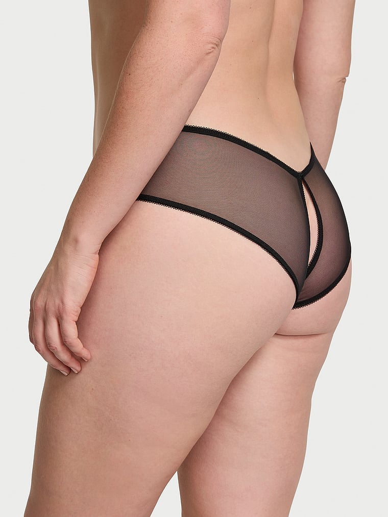 Mesh High-Leg Crotchless Cheeky Panty