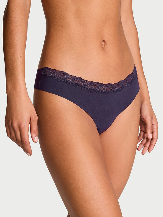 No-Show Lace-Waist Thong Panty