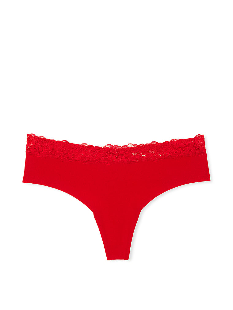 No-Show Lace-Waist Thong Panty