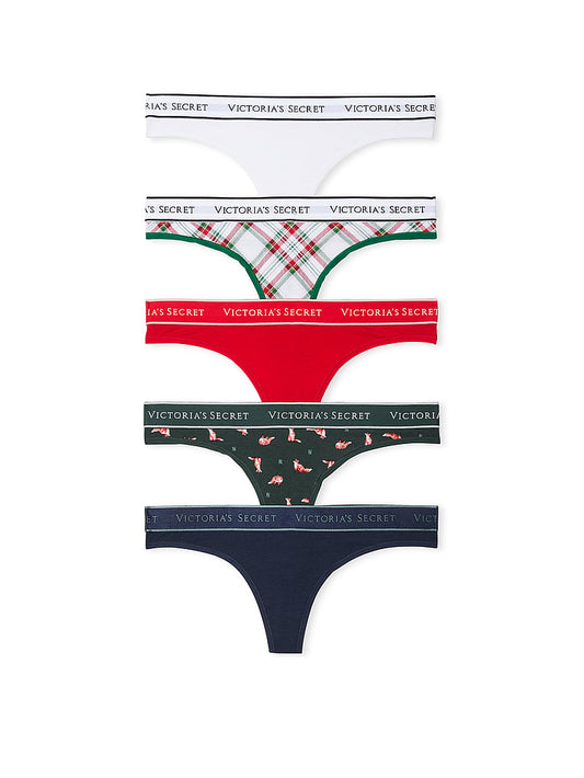 5-Pack Logo Cotton Thong Panties