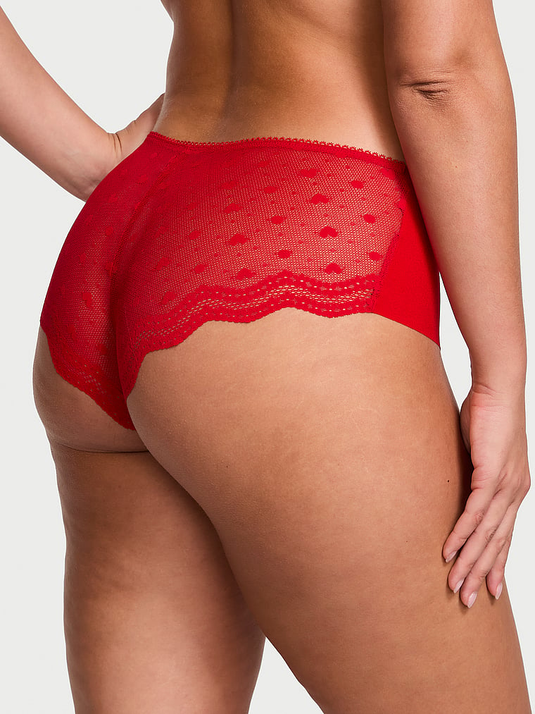 No-Show Heart Mesh-Back Cheeky Panty