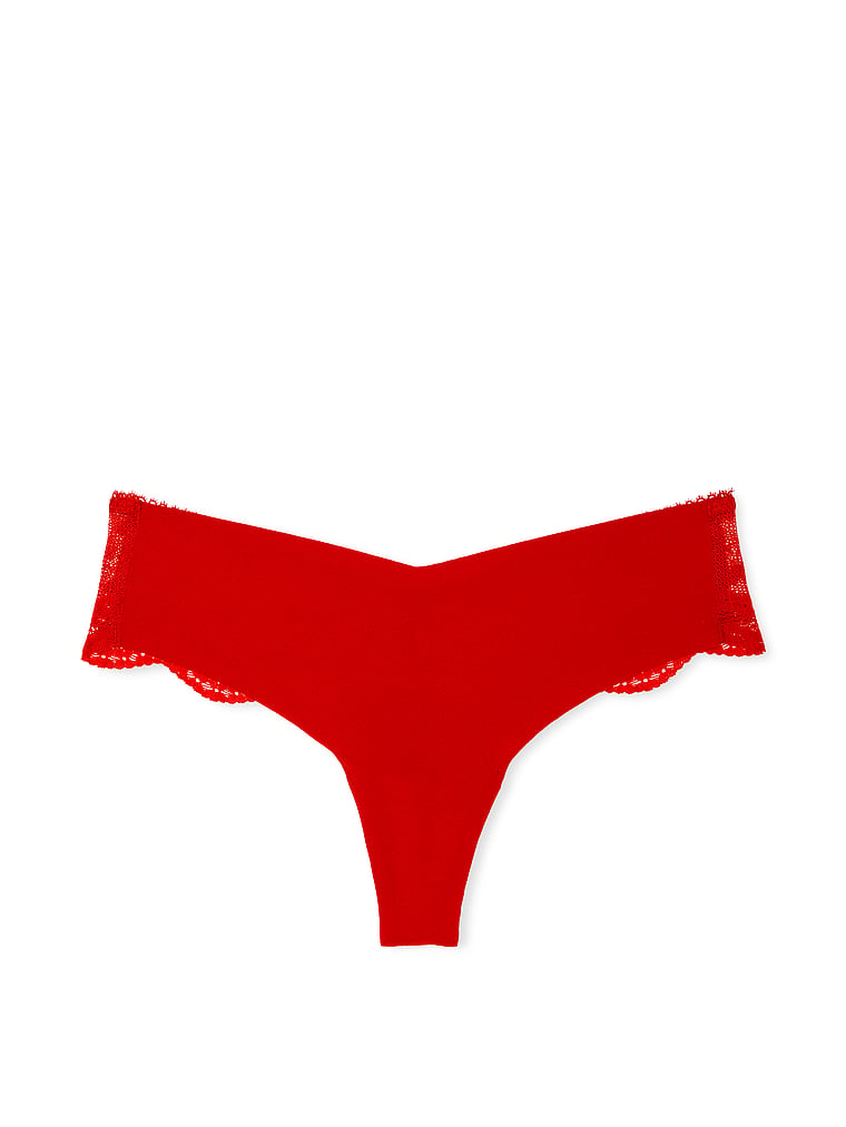 No-Show Heart Mesh-Back Thong Panty