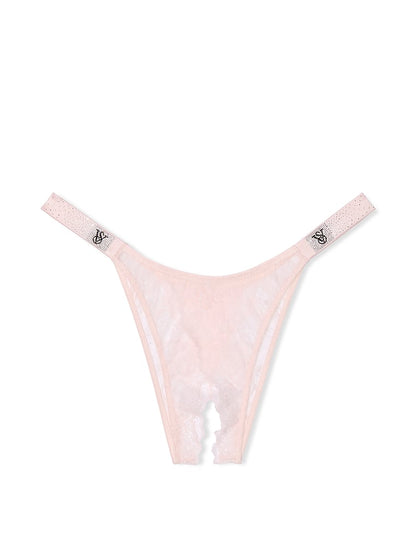 Scattered Shine Strap Crotchless Brazilian Panty