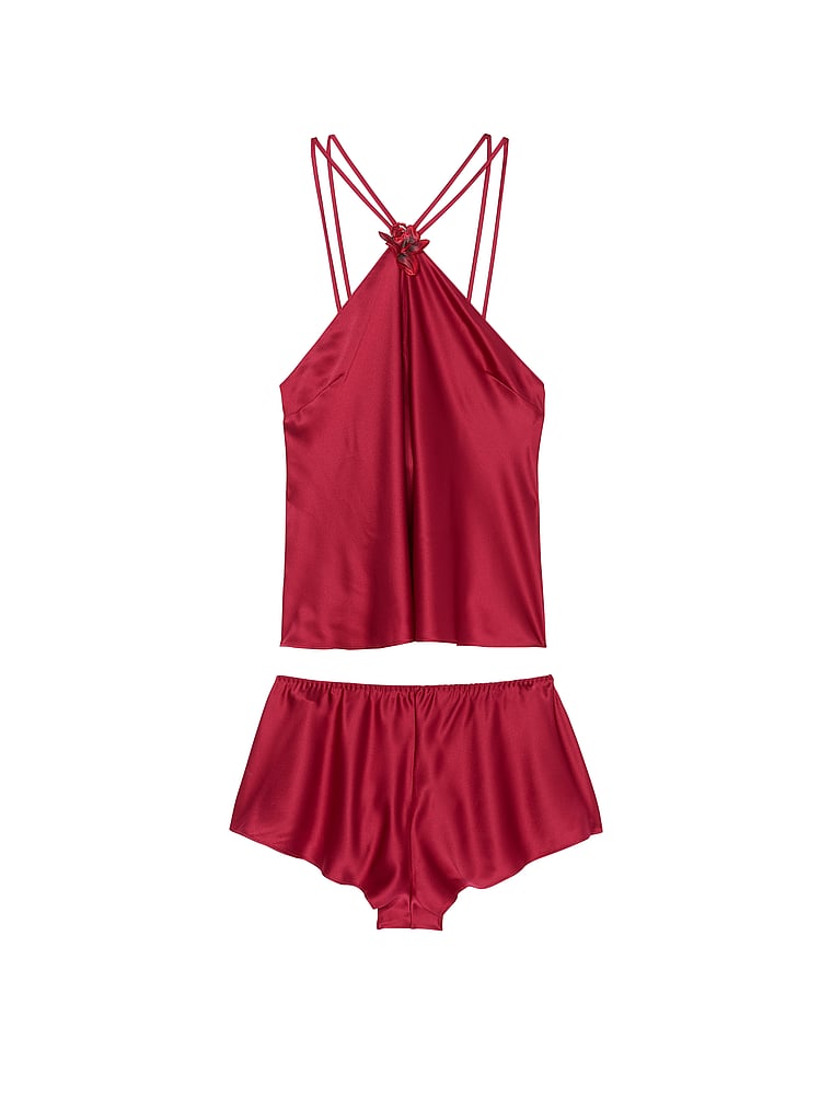 Red Rose Halter Cami & Flutter Shorts Set