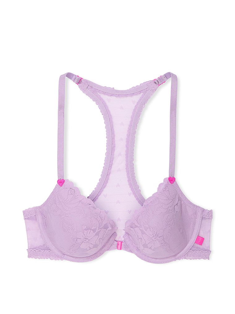 Sexy Tee Heart Bloom Lace Lightly Lined Front-Close Demi Bra