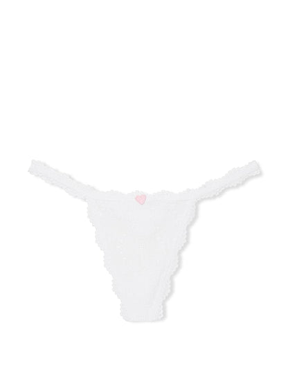 Heart Eyelet Cotton V-String Panty