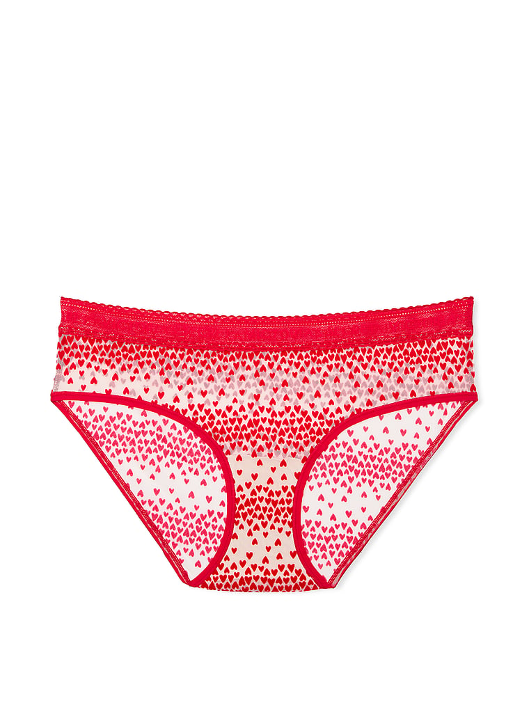 Logo Flocked Hearts Hiphugger Panty