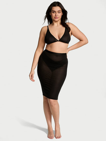 Sheer Knit Triangle Bralette & Tube Skirt Set